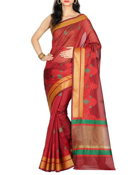 chevron zari border woven saree with blouse - 10651559 - Very Small Image - 1