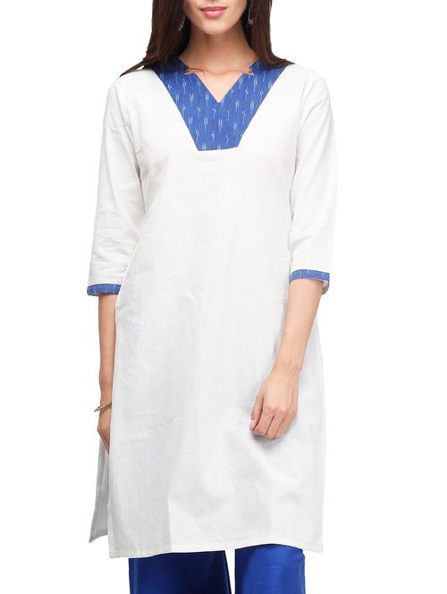 white cotton kurta - 10651864 - Very Small Image - 1