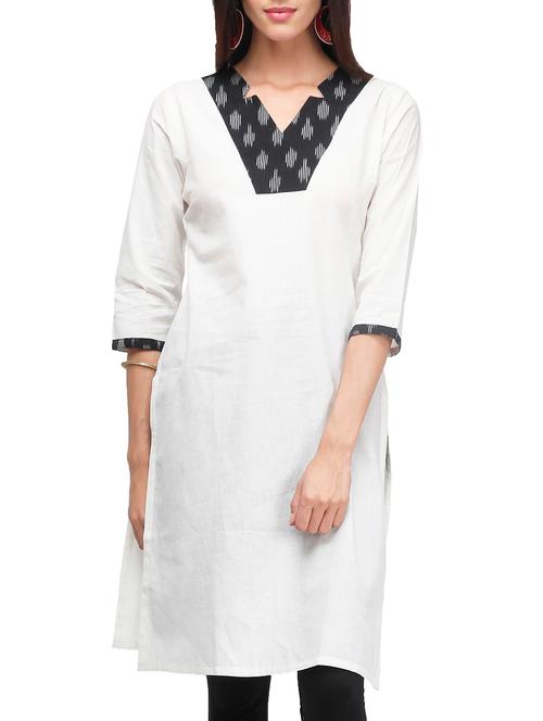white cotton kurta - 10651867 - Very Small Image - 1
