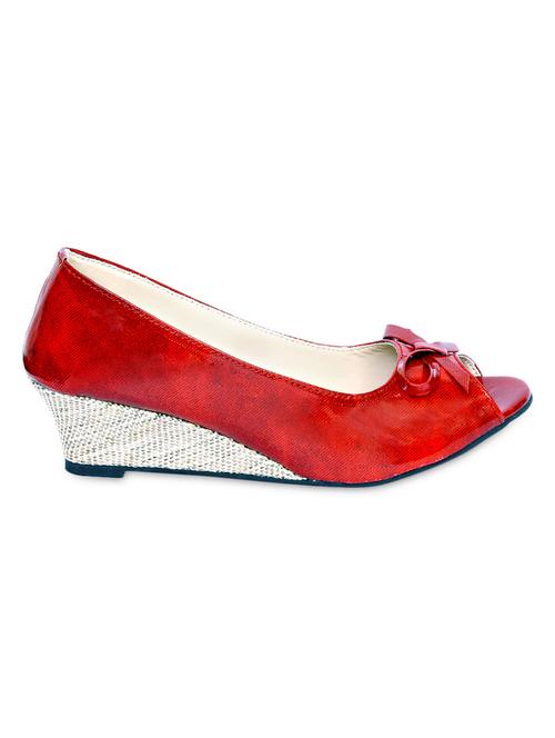 red bow trim leatherette Wedges - 1065426 - Very Small Image - 1