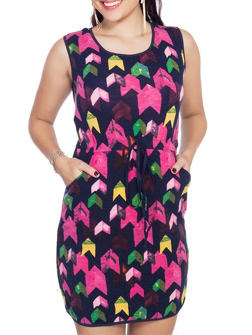 Navy Blue Printed Dress - 10656235 - Very Small Image - 1