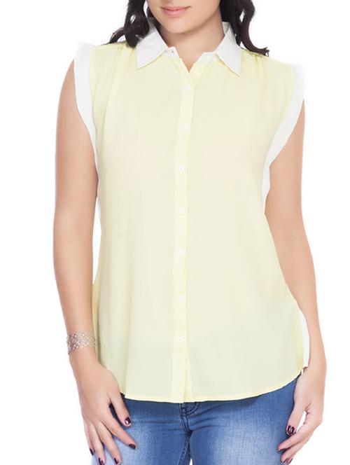yellow georgette regular shirt - 10656291 - Very Small Image - 1