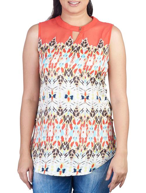 multi colored crepe top - 10656340 - Very Small Image - 1