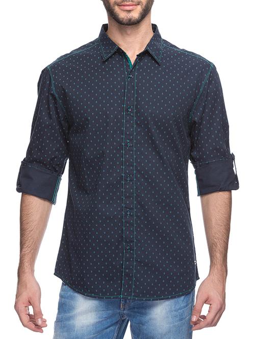 blue silk blend casual shirt - 10658771 - Very Small Image - 1