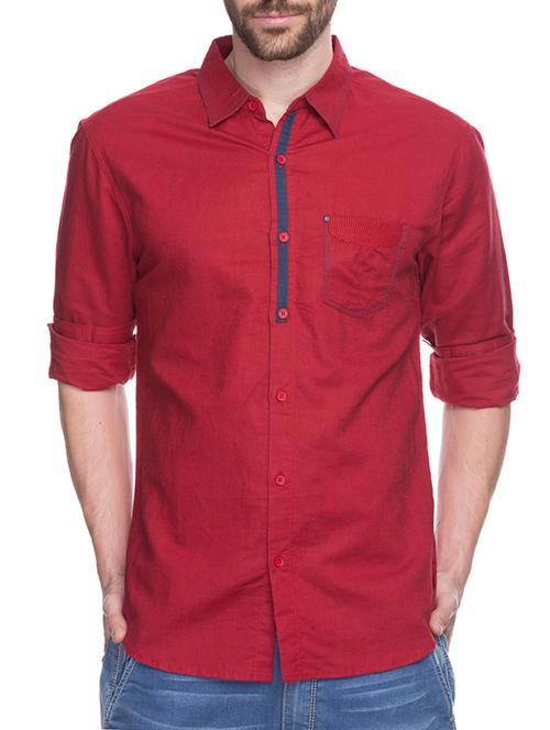 red silk blend casual shirt - 10658785 - Very Small Image - 1