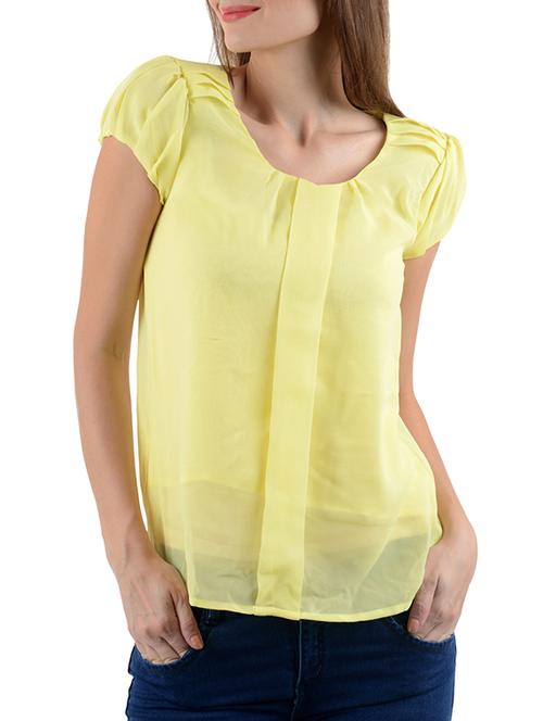 Yellow Poly Crepe Top - 10662293 - Very Small Image - 1