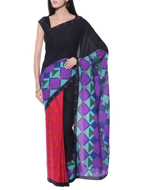 multicoloured printed cotton saree - 10667699 - Very Small Image - 1