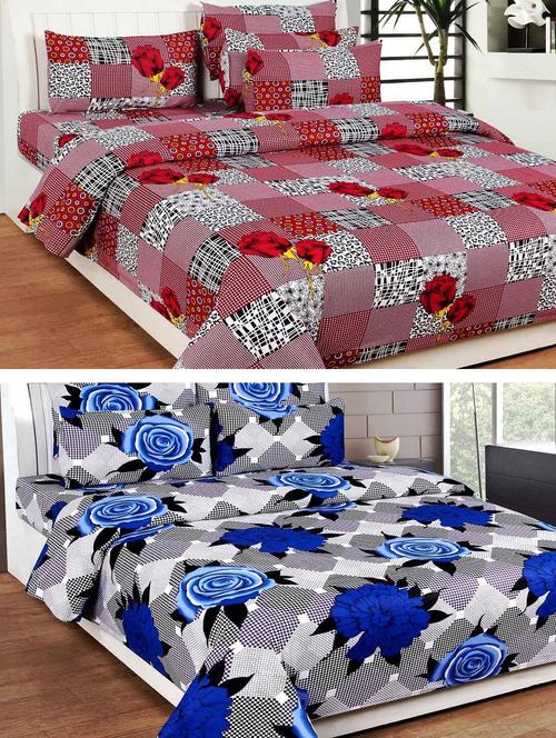 cotton double bed sheet with two pillow cover - 10668108 - Very Small Image - 1