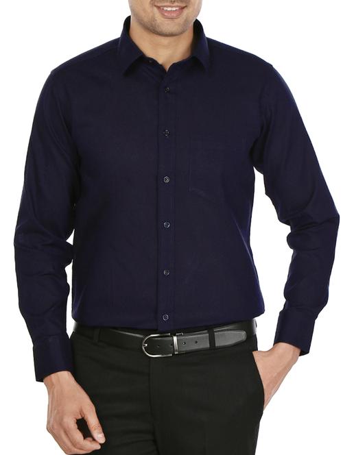 navy blue solid formal shirt - 10670053 - Very Small Image - 1
