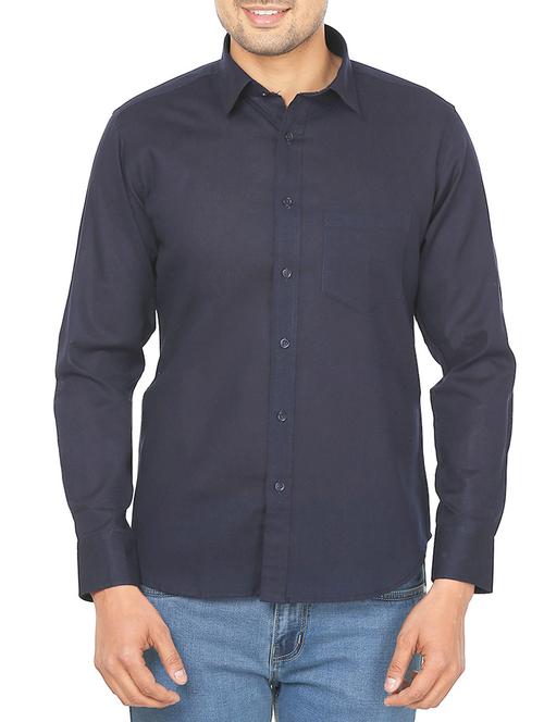 blue cotton casual shirt - 10670058 - Very Small Image - 1
