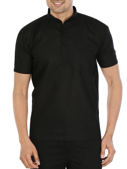 black cotton short  kurta - 10670060 - Very Small Image - 1