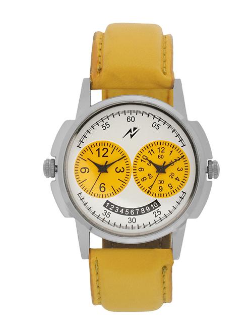 yepme men's dual movement watch - white/yellow - 10672331 - Very Small Image - 1