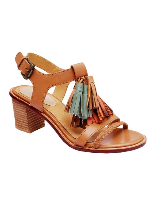 brown leather back strap sandals - 10679306 - Very Small Image - 1