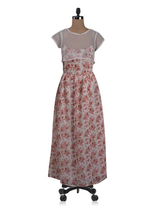 Floral Printed Short Sleeves Maxi Dress - 1068445 - Very Small Image - 1