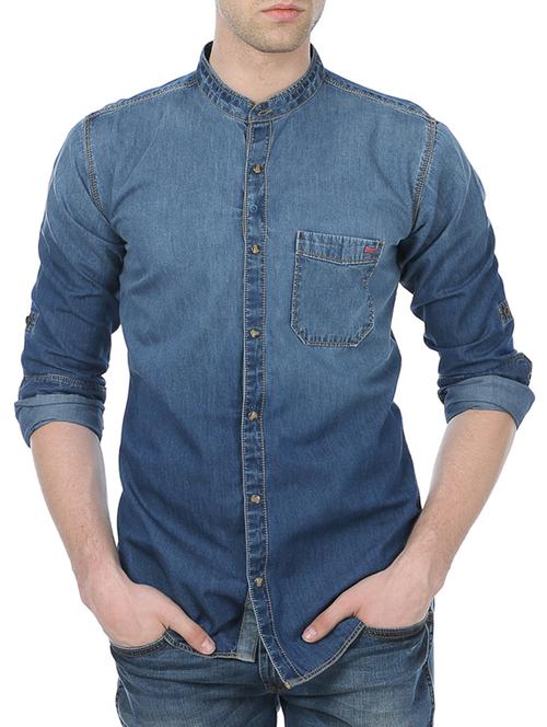 blue 100% cotton casual shirt - 10689279 - Very Small Image - 1