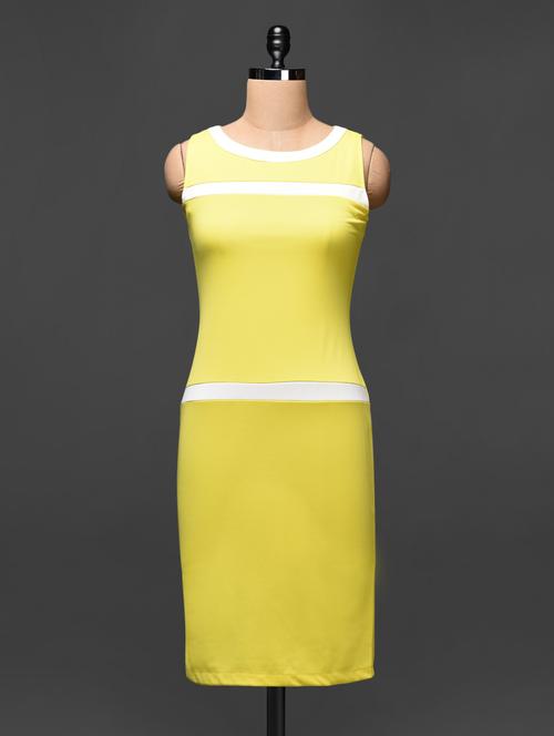 lemon yellow sleeveless bodycon midi dress - 1069368 - Very Small Image - 1