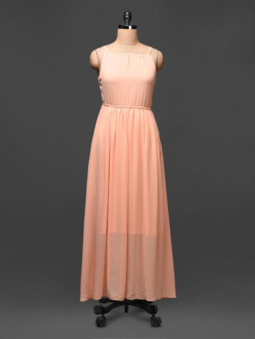 gathered peach sleeveless maxi dress - 1069380 - Very Small Image - 1