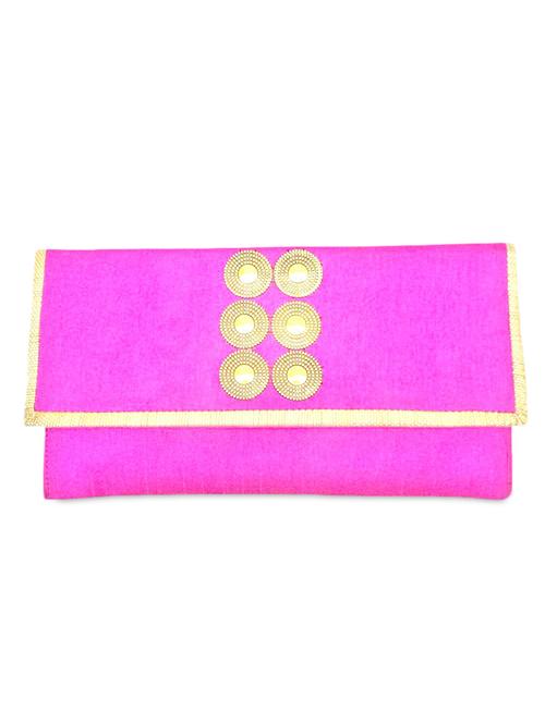 pink raw silk embellished clutch - 1069777 - Very Small Image - 1