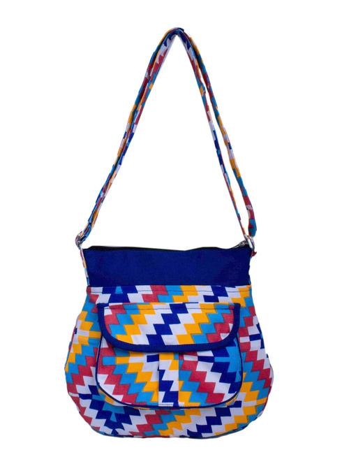 multi colored canvas printed sling bag - 10701194 - Very Small Image - 1