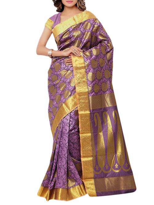 violet art silk saree - 10701743 - Very Small Image - 1