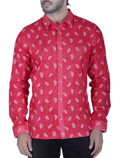 red cotton casual shirt - 10702895 - Very Small Image - 1