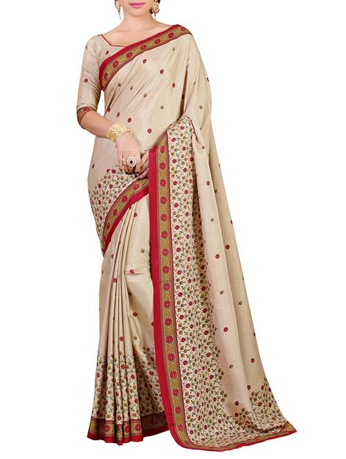 Beige Manipuri Silk embroidered Saree - 10704782 - Very Small Image - 1