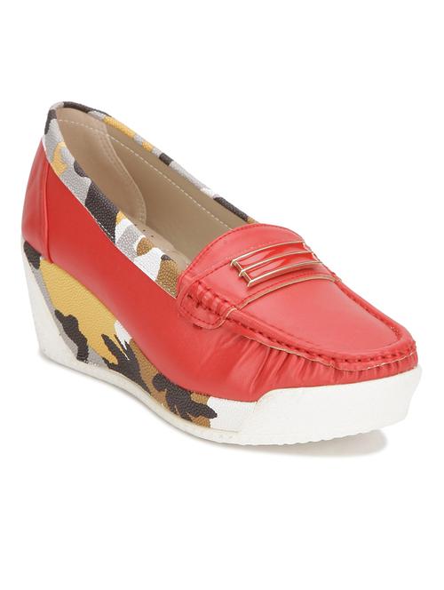 red leatherette slip on loafers & mocassins - 10706177 - Very Small Image - 1