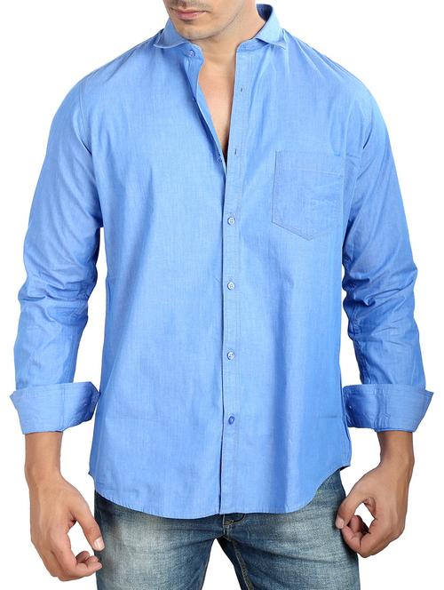 blue cotton casual shirt - 10708111 - Very Small Image - 1