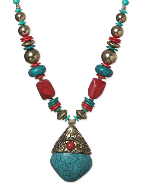 Multicolor Metal Alloy Necklace - 10711524 - Very Small Image - 1