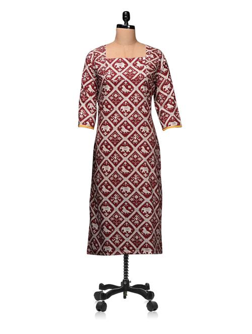 animals printed square neck cotton kurta - 1071565 - Very Small Image - 1