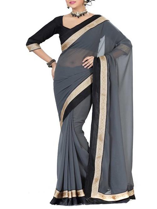 grey chiffon saree - 10716220 - Very Small Image - 1