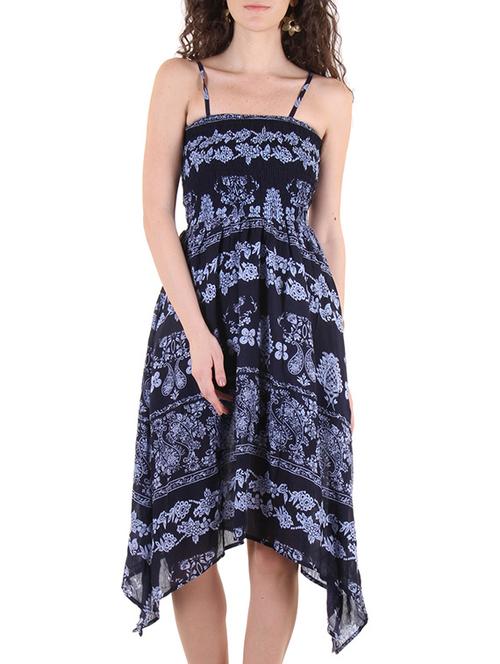 navy blue reyon dress - 10720037 - Very Small Image - 1