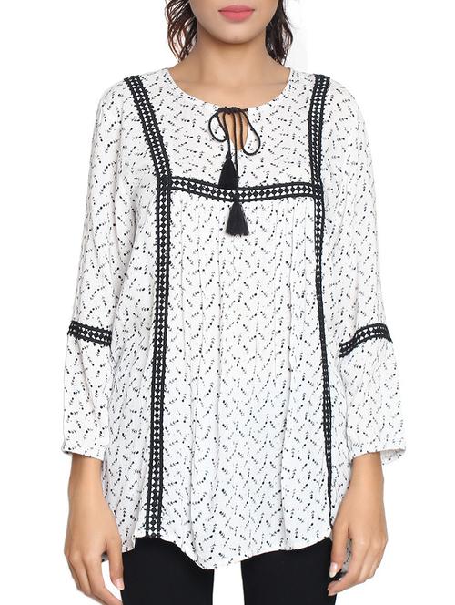 white viscose tunic - 10722010 - Very Small Image - 1