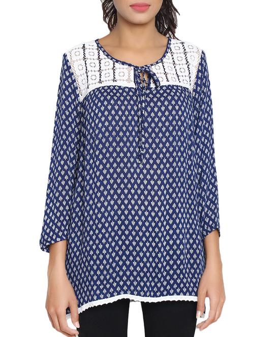 navy blue viscose tunic - 10722011 - Very Small Image - 1