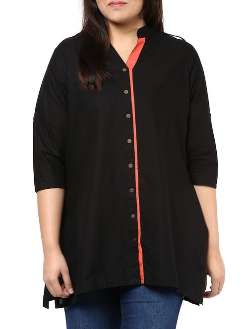 black cotton kurta - 10733967 - Very Small Image - 1