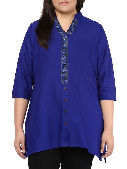 blue cotton kurta - 10733982 - Very Small Image - 1