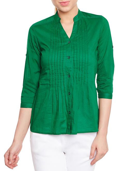 solid green cotton shirt - 10734074 - Very Small Image - 1