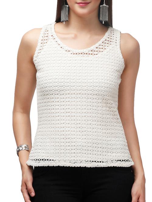 sleeveless white lace tank top - 10734313 - Very Small Image - 1