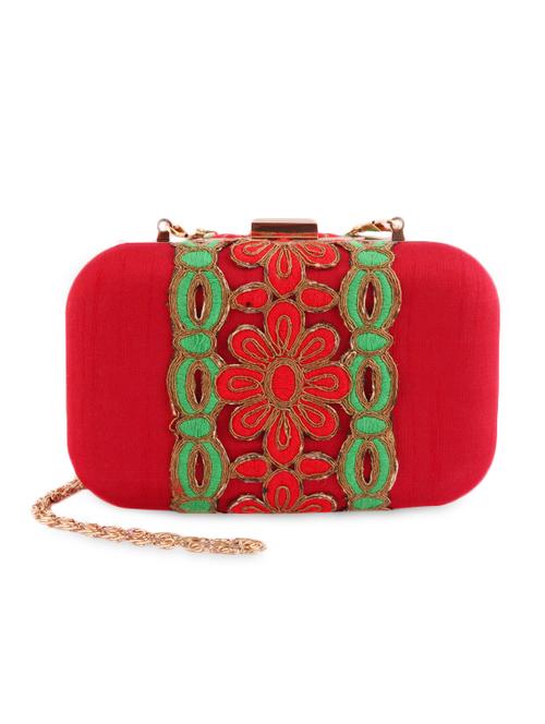 bright red raw silk box clutch - 1073519 - Very Small Image - 1