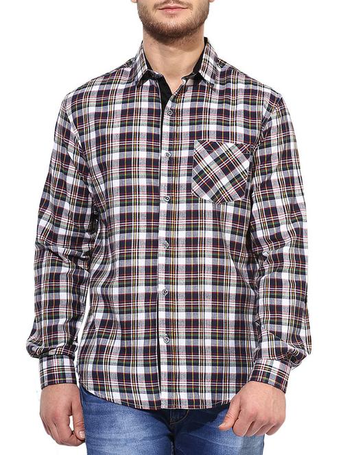 brown cotton checked casual shirt - 10736507 - Very Small Image - 1