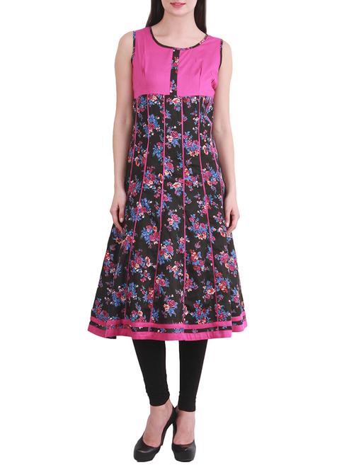 black,pink cotton kurta - 10742254 - Very Small Image - 1