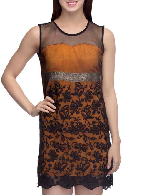 sheered embroidered sheath dress - 10743729 - Very Small Image - 1