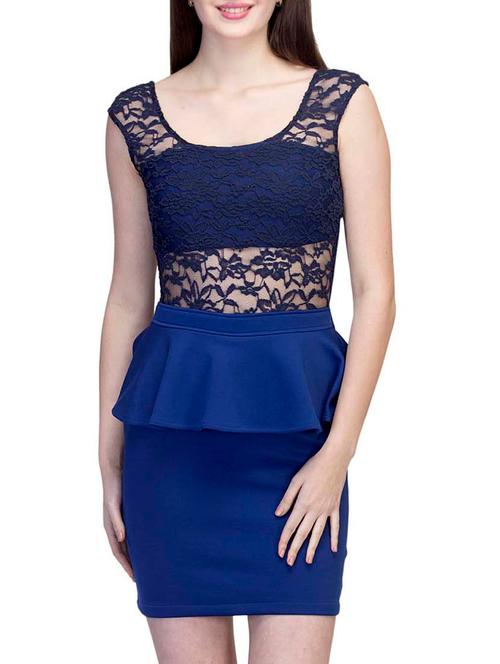 blue polyester peplum dress - 10743743 - Very Small Image - 1