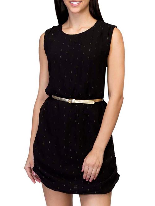 black georgette belted dress - 10743758 - Very Small Image - 1