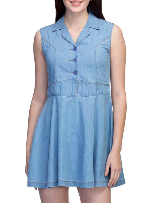 light blue denim skater dress - 10743760 - Very Small Image - 1