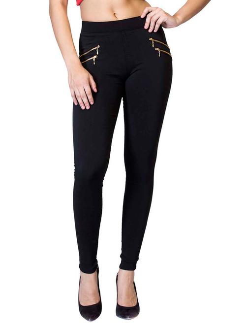 high rise zipper detail jeggings - 10743778 - Very Small Image - 1