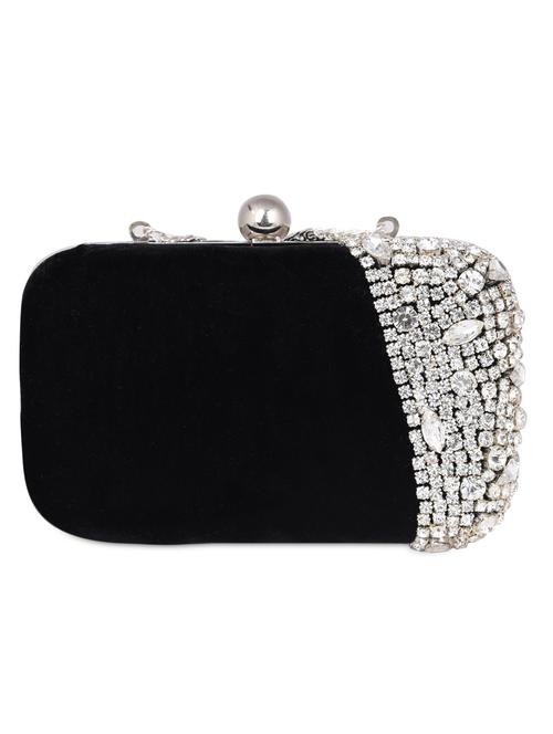 black stone embellished velvet box clutch - 1075699 - Very Small Image - 1