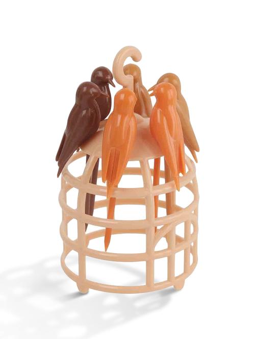 fancy centre bird cage fruit fork set of 6 pcs - 10760415 - Very Small Image - 1