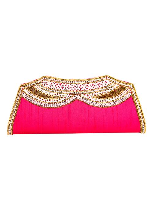 pink leatherette (pu) ethnic clutch - 10766951 - Very Small Image - 1