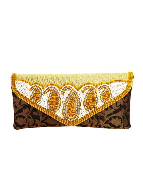 brown leatherette (pu) ethnic clutch - 10767035 - Very Small Image - 1